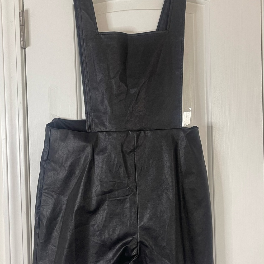 Express Black Women's Leather Overalls